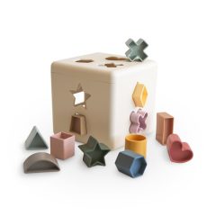 Drewniany sorter kształtów z kolorowymi figurami do wkładania dla dziecka. Mushie Mushie Sorter Kształtów Orginal