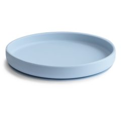 Silikonowy talerzyk dla dziecka w kolorze jasnoniebieskim z przyssawką. Mushie Silikonowy Talerzyk dla Dziecka z Przyssawką Powder Blue