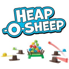 Gra zręcznościowa z kolorowymi owcami i katapultami dla dzieci. Fat Brain Toy Co. Latające Owce Gra Heap-O-Sheep
