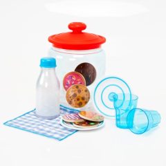 Zestaw zabawek jedzenie plastikowe ciasteczka mleko słoik serwetka dwa kubeczki dla dzieci. Fat Brain Toy Co. Zestaw Ciasteczka z Mlekiem Pretendables