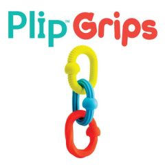 Kolorowe plastikowe kółeczka do gryzienia dla niemowląt. Fat Brain Toy Co. Plip Bobo Kółeczka