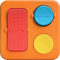 Sensoryczny kwadrat z trzema różnokolorowymi przełącznikami do zabawy dla dzieci. Fat Brain Toy Co. PlayTab Sensoryczny Kwadrat Przełączniki