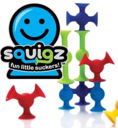 Kolorowe klocki przyssawki 3D do łączenia dla dzieci. Fat Brain Toy Co. Klocki Przyssawki Squigz Zestaw Startowy