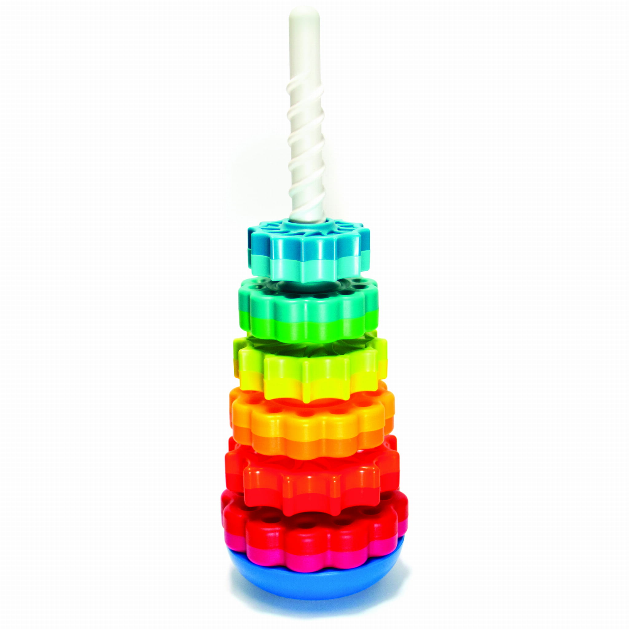 Wieża z kolorowych klocków 3D do układania dla dzieci. Fat Brain Toy Co. Zakręcona Wieża SpinAgain
