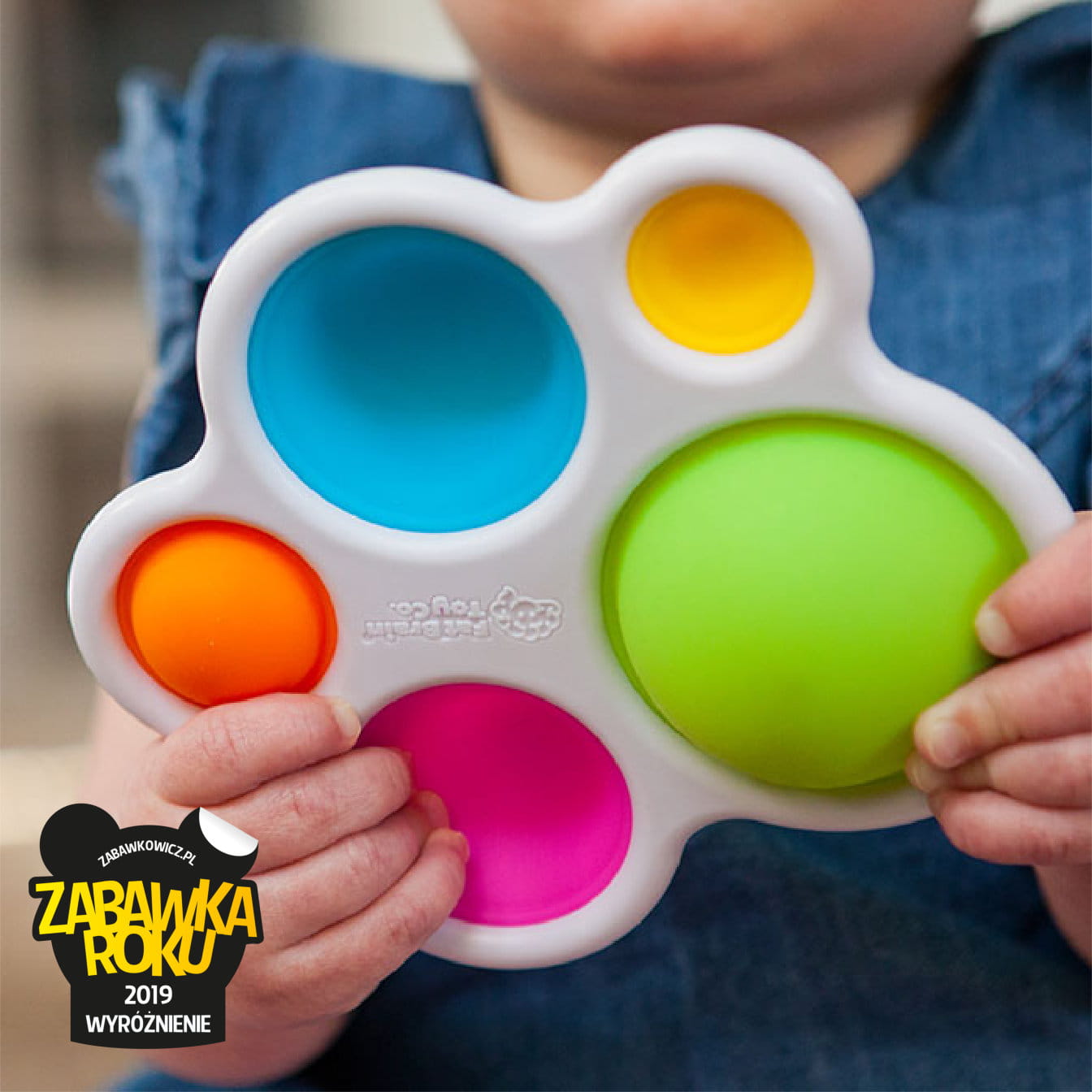 Zabawka sensoryczna bąbelki dimple z kolorowymi wypustkami dla dziecka. Fat Brain Toy Co. Bąbelki Dimpl
