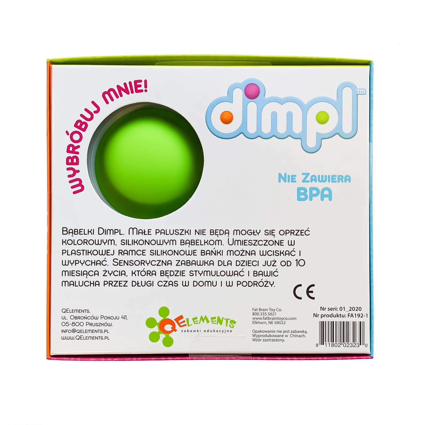 Gra zręcznościowa bąbelki dimple zielona dla dzieci. Fat Brain Toy Co. Bąbelki Dimpl