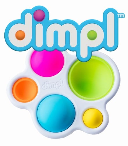 Zabawka sensoryczna bąbelki dimpl z kolorowymi silikonowymi wypustkami dla dziecka. Fat Brain Toy Co. Bąbelki Dimpl
