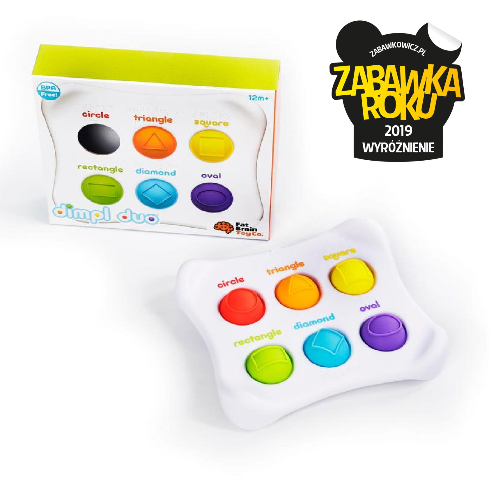 Zabawka sensoryczna bąbelki z kolorowymi wypukłymi przyciskami dla dzieci. Fat Brain Toy Co. Bąbelki Dimpl Duet