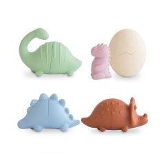 Zestaw zabawek do kąpieli dinozaury i jajko silikon miękkie pastelowe kolory dla dziecka. Mushie Zabawki do kąpieli Dino Dinozaur