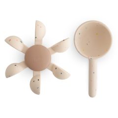 Zabawka do kąpieli spinner z przyssawką beżowa z kolorowymi kropkami dla dziecka. Mushie Zabawka do Kąpieli STEM Spinner z Przyssawką