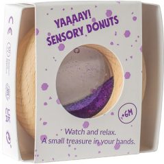 Drewniana grzechotka sensoryczna fioletowy donut dla niemowląt powyżej 6 miesięcy. Petit Boum Drewniana zabawka sensoryczna do rączki Donut Calm Fioletowy 6m+