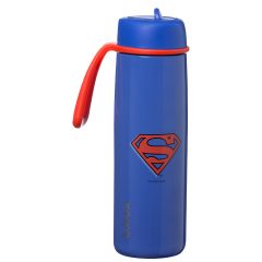 Niebieska butelka termiczna 690 ml z czerwonym logo supermana i czerwonym uchwytem. b.box Superman by Butelka termiczna 690ml