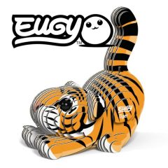 Trójwymiarowa układanka puzzle tygrys w pomarańczowo-czarne paski z ekologicznym oznaczeniem dla dzieci. Eugy Tygrys Eko Układanka 3D