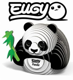 Trójwymiarowa układanka panda z elementów drewna z zielonym bambusem dla dzieci. Eugy Panda Eko Układanka 3D