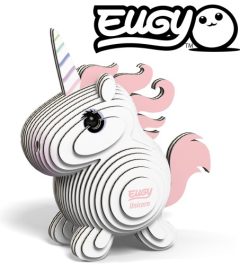 Trójwymiarowa układanka puzzle 3d jednorożec różowy z papieru ekologiczna dla dzieci. Eugy Jednorożec Różowy Eko Układanka 3D