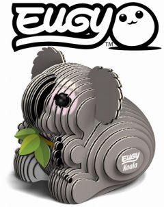 Trójwymiarowa układanka puzzle 3d w kształcie szarego koali z zielonym liściem dla dzieci. Eugy Koala Eko Układanka 3D