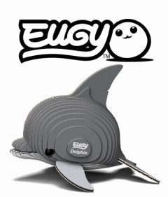 Trójwymiarowa układanka puzzle 3d delfin szara z ekologicznym oznaczeniem dla dzieci. Eugy Delfin Eko Układanka 3D