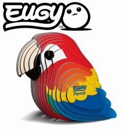 Trójwymiarowa układanka puzzle papuga w kolorach czerwonym żółtym niebieskim i czarnym. Eugy Papuga Eko Układanka 3D
