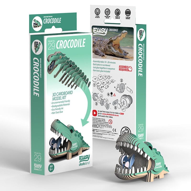 Puzzle 3d krokodyl zielony model do składania dla dzieci. Eugy Krokodyl Eko Układanka 3D