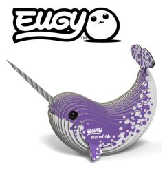 Trójwymiarowa układanka z papieru w kształcie fioletowego narwala dla dzieci. Eugy Narwal Eko Układanka 3D