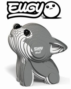 Trójwymiarowa układanka puzzle 3d w kształcie szarego wilka z warstw materiału ekologicznego dla dzieci. Eugy Wilk Eko Układanka 3D