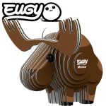 Trójwymiarowa układanka puzzle 3d w kształcie łosia z brązowego ekologicznego materiału dla dzieci. Eugy Łoś Eko Układanka 3D