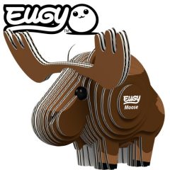 Trójwymiarowa układanka puzzle 3d w kształcie łosia z brązowego ekologicznego materiału dla dzieci. Eugy Łoś Eko Układanka 3D