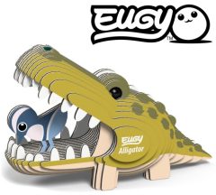 Trójwymiarowa układanka puzzle krokodyl zielono-żółty z papieru dla dzieci. Eugy Aligator Eko Układanka 3D