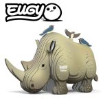 Trójwymiarowa układanka nosorożec z papieru z ptakami ekologiczna puzzle 3d dla dzieci. Eugy Nosorożec Eko Układanka 3D