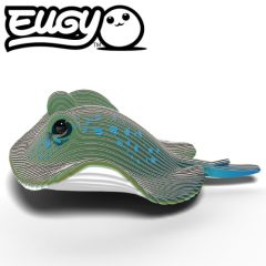 Puzzle 3d w kształcie zielono-niebieskiej płaszczki z detalami imitującymi teksturę skóry dla dzieci. Eugy Płaszczka Eko Układanka 3D