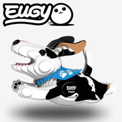 Trójwymiarowa układanka pies Hope czarno-biały z niebieską chustą puzzle 3d dla dzieci. Eugy Pies Hope Eko Układanka 3D