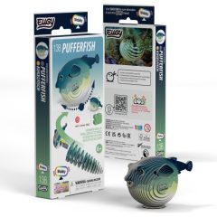 Puzzle 3d rozdymka ryba zielono-niebieska z elementów do składania dla dzieci. Eugy Rozdymka Kołysząca się Ryba Eko Ukladanka 3D