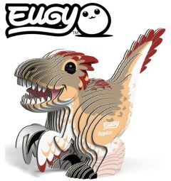 Trójwymiarowa układanka puzzle dinozaur raptor beżowo-brązowy dla dzieci. Eugy Dinozaur Raptor Eko Układanka 3D