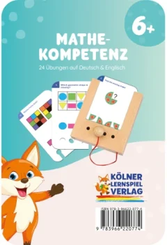 Karty edukacyjne do nauki matematyki dla dzieci powyżej 6 lat z ćwiczeniami w języku niemieckim i angielskim. Kölner Lernspiele Umiejętności Matematyczne Karty WiemTo