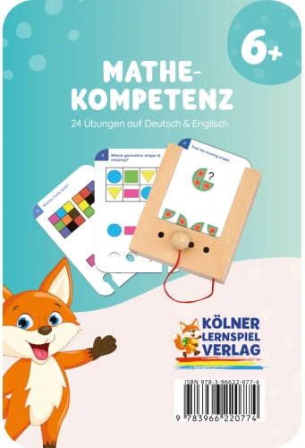 Karty edukacyjne do nauki matematyki dla dzieci powyżej 6 lat z ćwiczeniami w języku niemieckim i angielskim. Kölner Lernspiele Umiejętności Matematyczne Karty WiemTo
