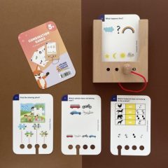 Zestaw kart edukacyjnych do nauki dla dzieci 5 plus z pytaniami i ilustracjami na kartach. Kölner Lernspiele WiemTo Zestaw Startowy dla dzieci 5+ Pudełko WiemTo i 1 Zestaw Kart