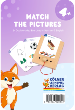 Drewniana ramka edukacyjna z sznurkiem i karty do gry logicznej dopasuj obrazki dla dzieci 4 plus. Kölner Lernspiele Dopasuj Obrazki Karty WiemTo dla dzieci 4+