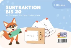 Karty do nauki odejmowania w zakresie 20 z ilustracją lisa dla dzieci z 1 klasy szkoły podstawowej. Kölner Lernspiele Odejmowanie w Zakresie 20 Karty WiemTo