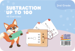 Karty do nauki odejmowania do 100 z ilustracją lisa dla dzieci w wieku drugiej klasy szkoły podstawowej. Kölner Lernspiele Odejmowanie w Zakresie 100 Karty WiemTo