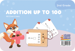 Karty edukacyjne do nauki dodawania w zakresie 100 dla dzieci z ilustracją lisa i przykładami działań matematycznych. Kölner Lernspiele Dodawanie w Zakresie 100 Karty WiemTo