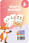 Drewniana gra edukacyjna dla dzieci 3 plus z kartami do ćwiczeń spostrzegawczości i logicznego myślenia z motywem zwierząt i przedmiotów. Kölner Lernspiele Czego Brakuje Karty WiemTo dla dzieci 3+