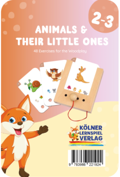 Drewniana gra logiczna z kartami ze zwierzętami i ich młodymi dla dzieci 2-3 lata. Kölner Lernspiele Zwierzęta i ich Dzieci Karty WiemTo dla dzieci 2-3 latka