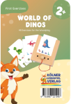 Karty do nauki rozpoznawania dinozaurów dla dzieci 2 plus z drewnianą tablicą i ilustracją lisa. Kölner Lernspiele Rozpoznawanie Dinozaurów Karty WiemTo dla dzieci 2+