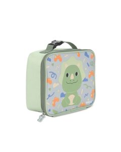 Zielona torba termiczna na lunch z nadrukiem dinozaura dla dziecka. Skip Hop Torba Termiczna Lunch Bag Dinozaur Besities Squad