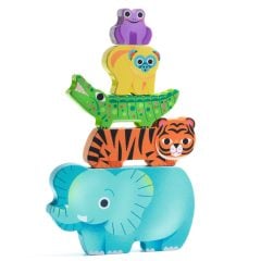 Drewniane puzzle z motywem dzikich zwierzątek słoń tygrys krokodyl sowa żaba dla dzieci. Djeco Drewniane puzzle DZIKIE ZWIERZĄTKA