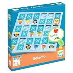 Gra obserwacyjna dla dzieci z ilustracjami postaci i lupą na opakowaniu. Djeco Eduludo gra obserwacyjna DETECTO