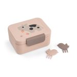 Różowa śniadaniówka dla dziecka z motywem zwierząt z zestawem widelczyków w kształcie zwierzątek. Done by Deer Lunchbox dla Dziecka z Widelczykami Tiny Farm Powder