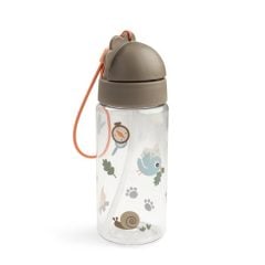 Bidon dla dziecka 350 ml przezroczysty z beżową zakrętką i wzorem zwierząt. Done by Deer Bidon dla Dziecka 350ml Tiny Trails Sand 350 ml