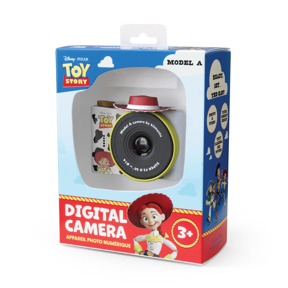 Mini aparat fotograficzny dla dzieci w kolorze białym z motywem kowbojki Jessie z Toy Story. Kiimento Aparat Mini dla Dzieci Kowbojka Jessie z Toy Story