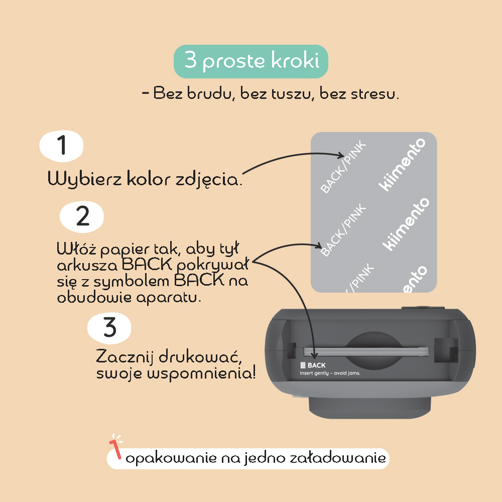 Aparat natychmiastowy Kiimento Print Pro z drukarką w kolorze szarym z motywem Kubusia Puchatka Disney. Kiimento Aparat Natychmiastowy Print Pro z Drukarką Kubuś Puchatek Disney